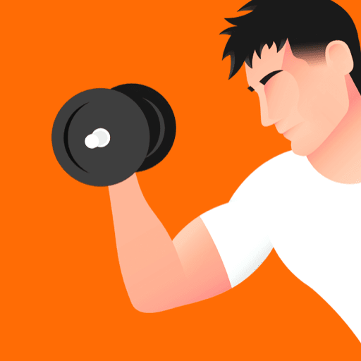 Virtual Gym Icon - Man working out with a dumbbell on hand